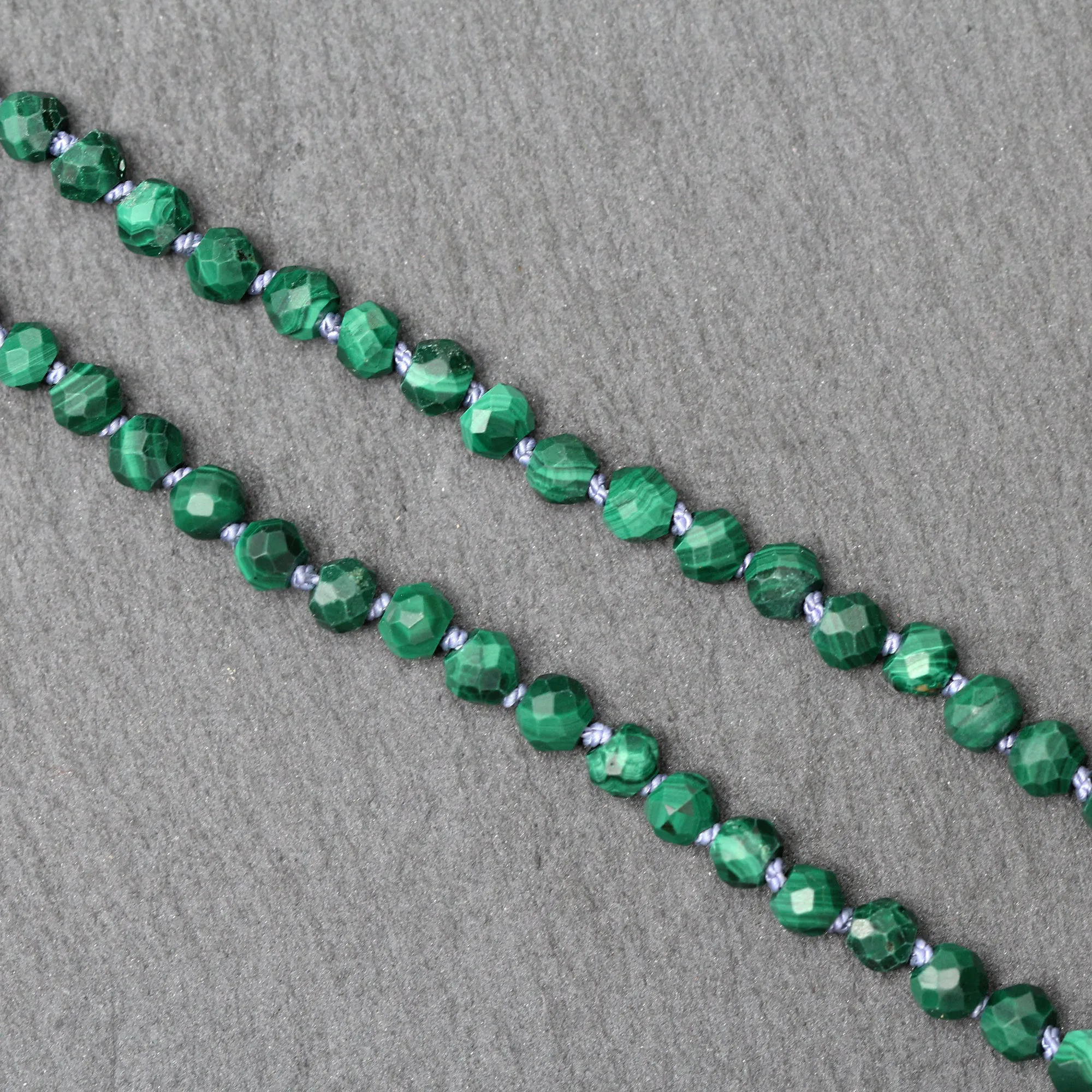 14k Gold Malachite Quartz Crystal Beaded Necklace