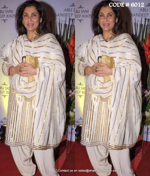6012 Dimple Kapadia's white gota straight fit salwar kameez outfit set