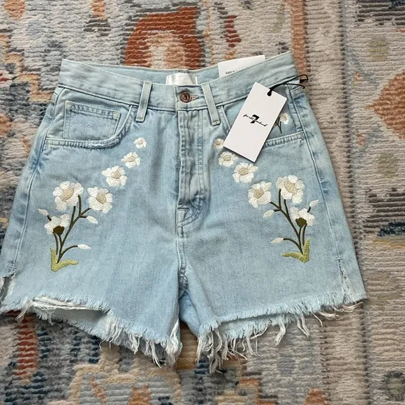 7 For All Mankind Easy Ruby High Rise Denim Shorts
