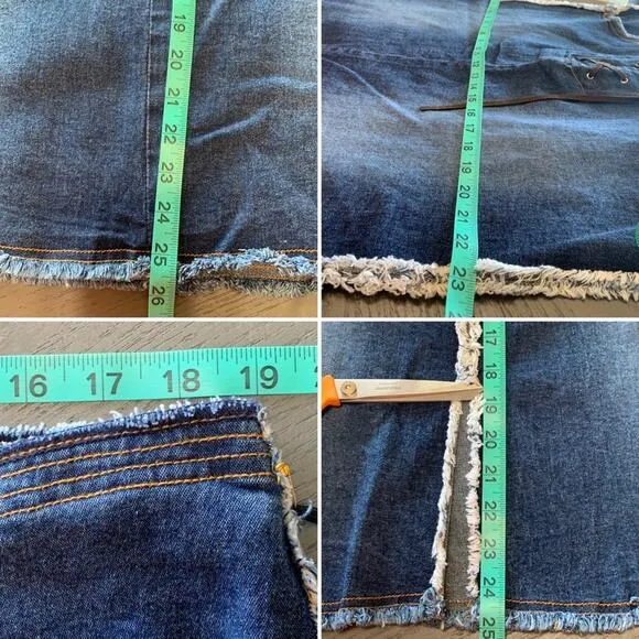 90s Jean Skirt | Leather Lace up Denim | Plus Size Distressed | Cotton Stretch |