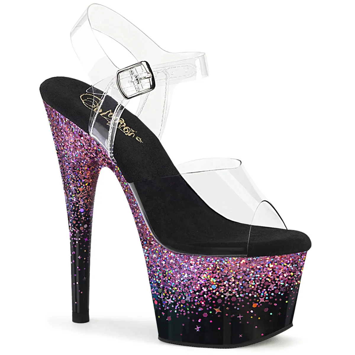 ADORE-708SS  Clear/Black-Purple Multi Glitter
