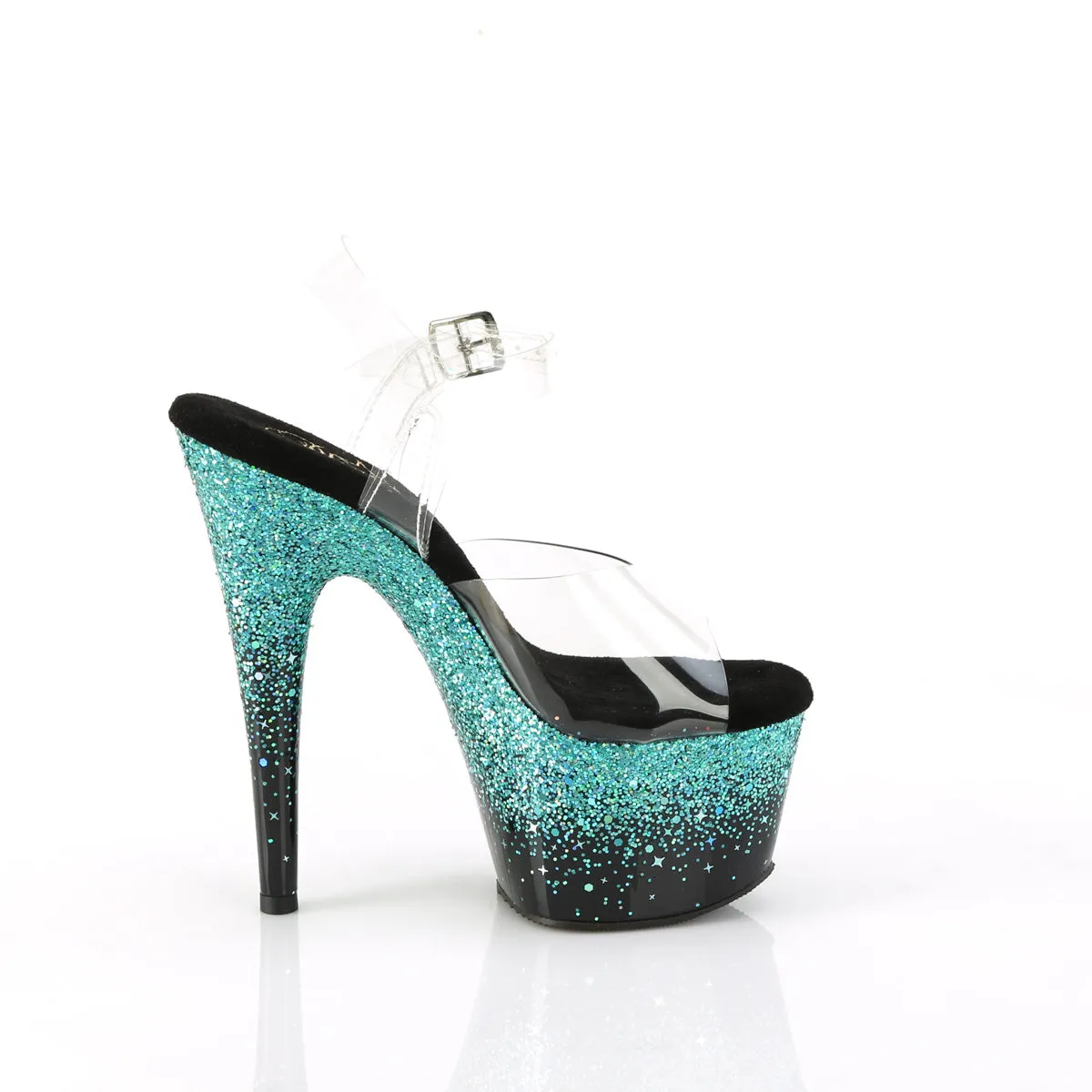 ADORE-708SS  Clear/Black-Turquoise Multi Glitter