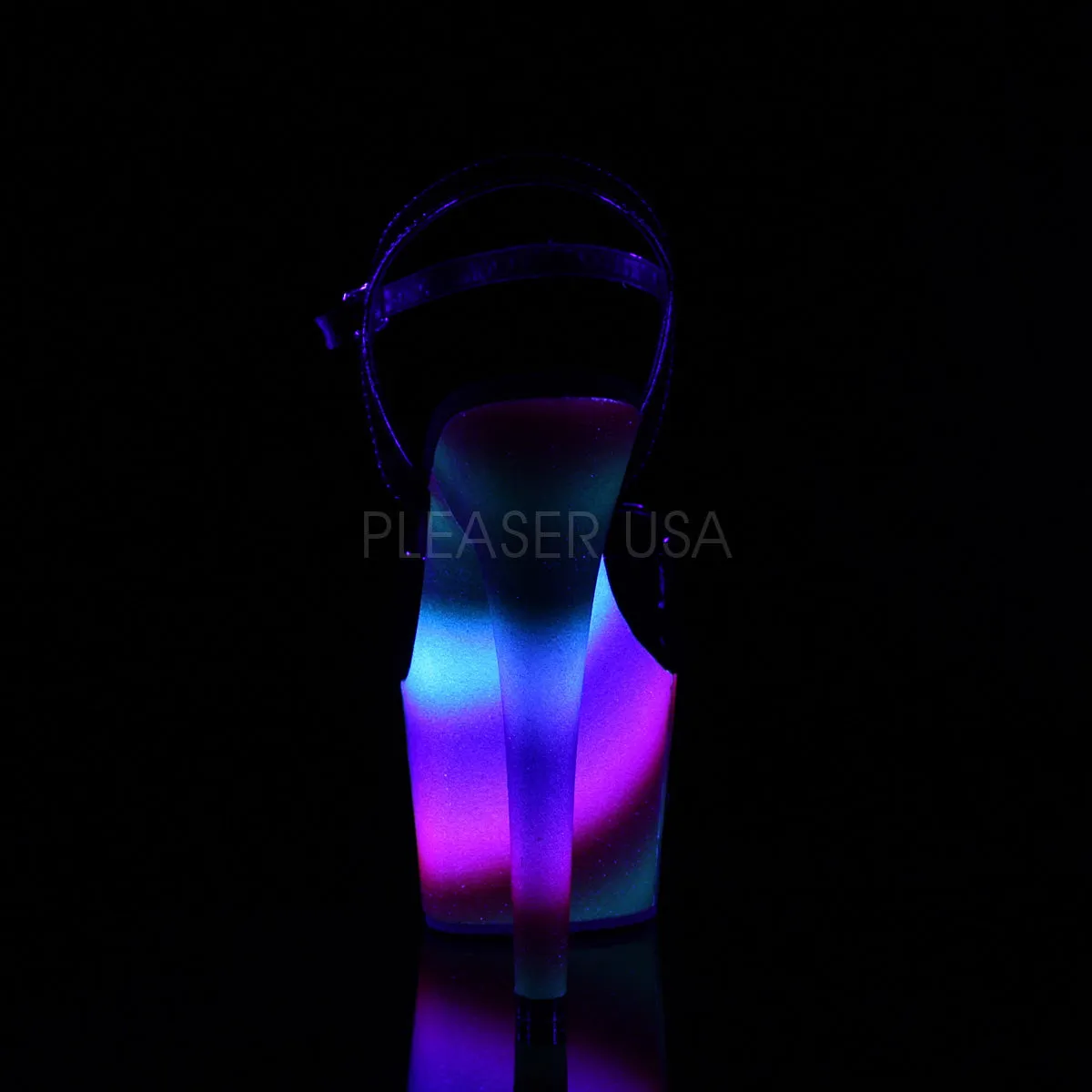 ADORE-709WR  Black Patent/Rainbow Glitter