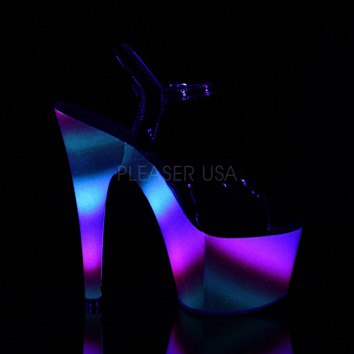 ADORE-709WR  Black Patent/Rainbow Glitter