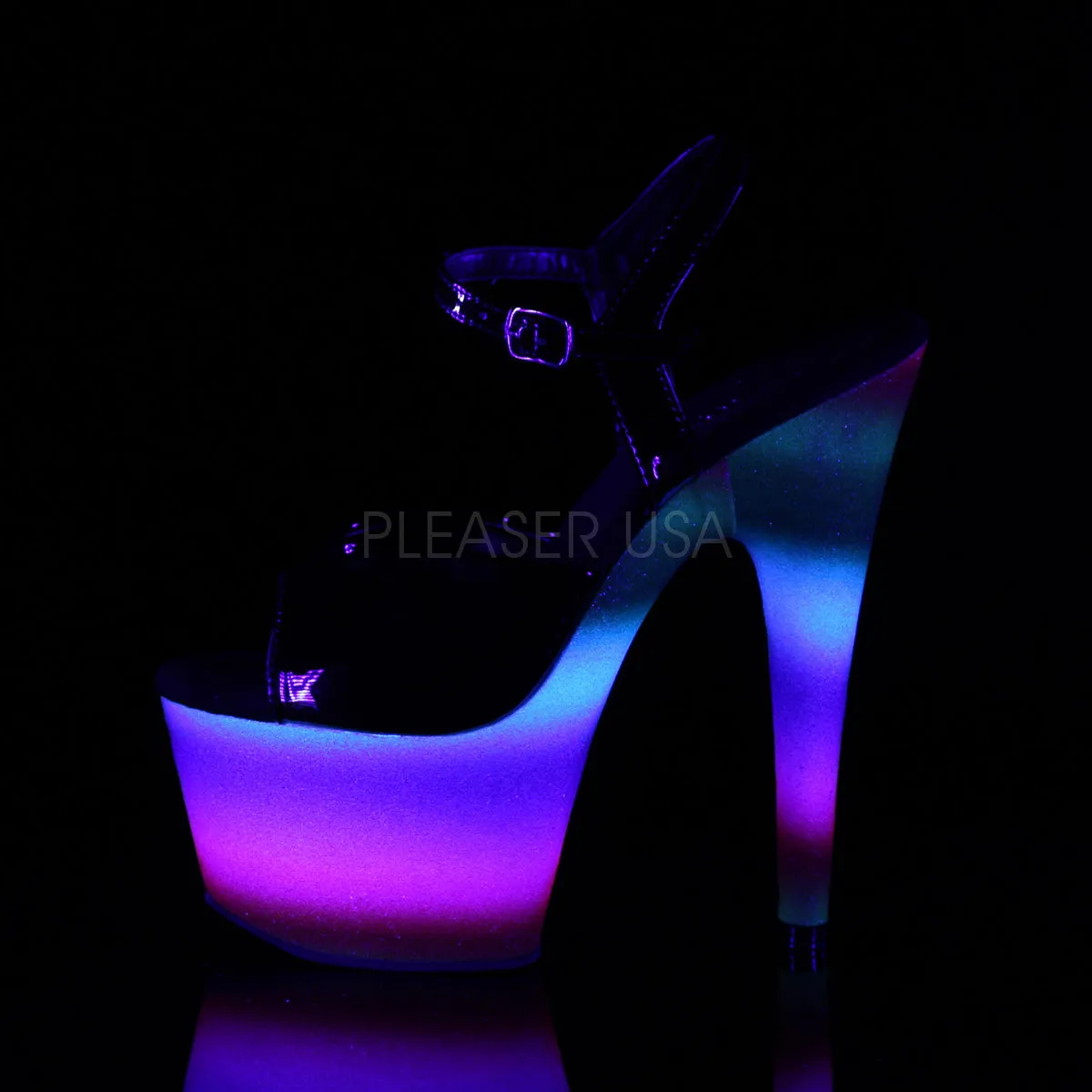 ADORE-709WR  Black Patent/Rainbow Glitter