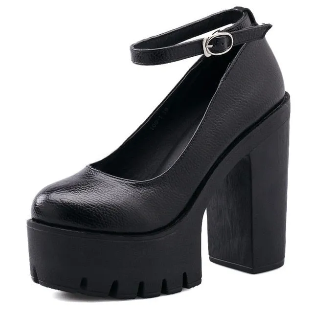 ANKLE STRAP PLATFORM PUMPS