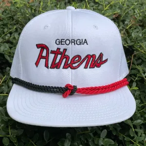Athens Georgia Double Rope Mesh Trucker Vintage Custom Embroidered Snapback Cap Hat Lets Go Dawgs