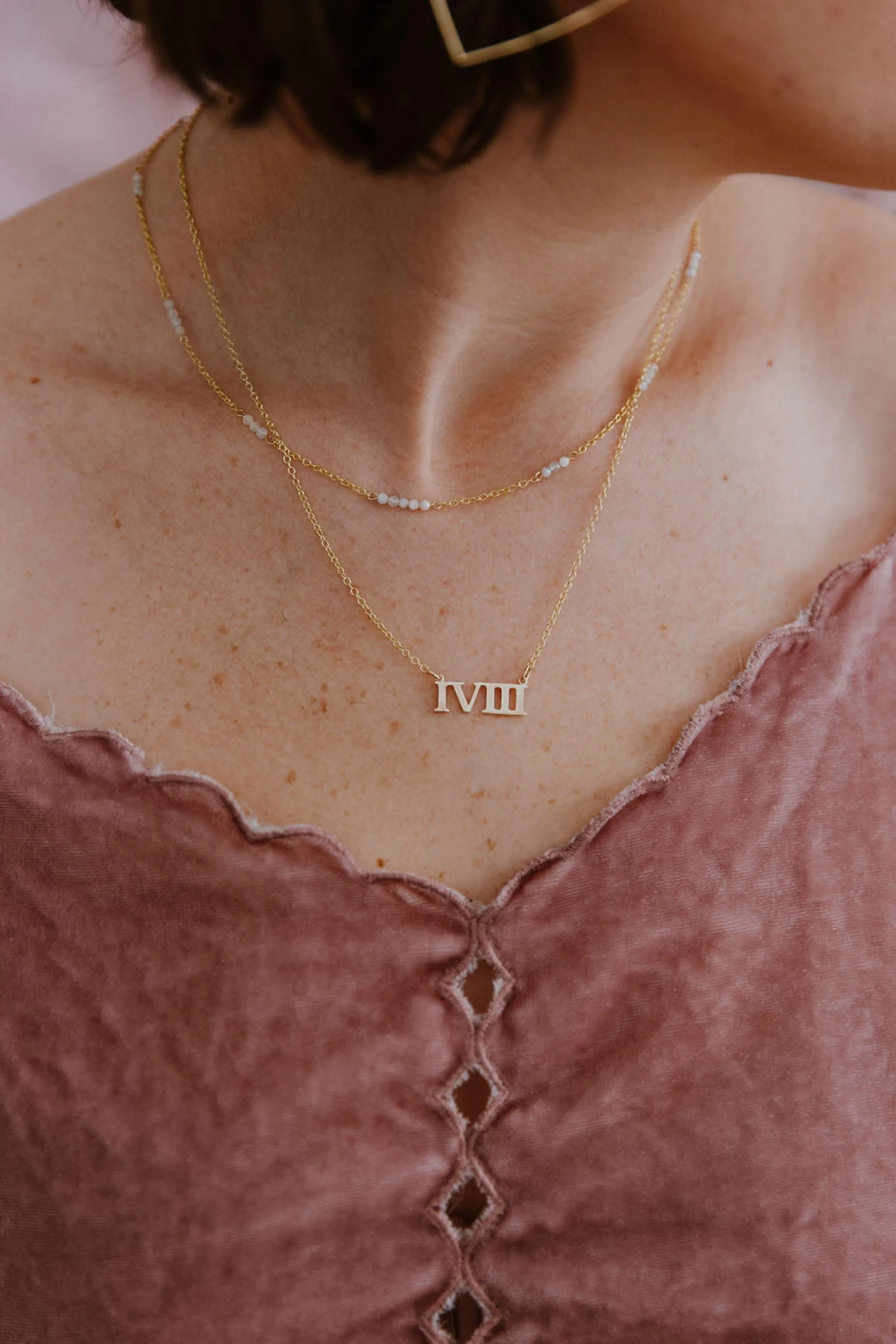 Beaded Morganite Layering Chain