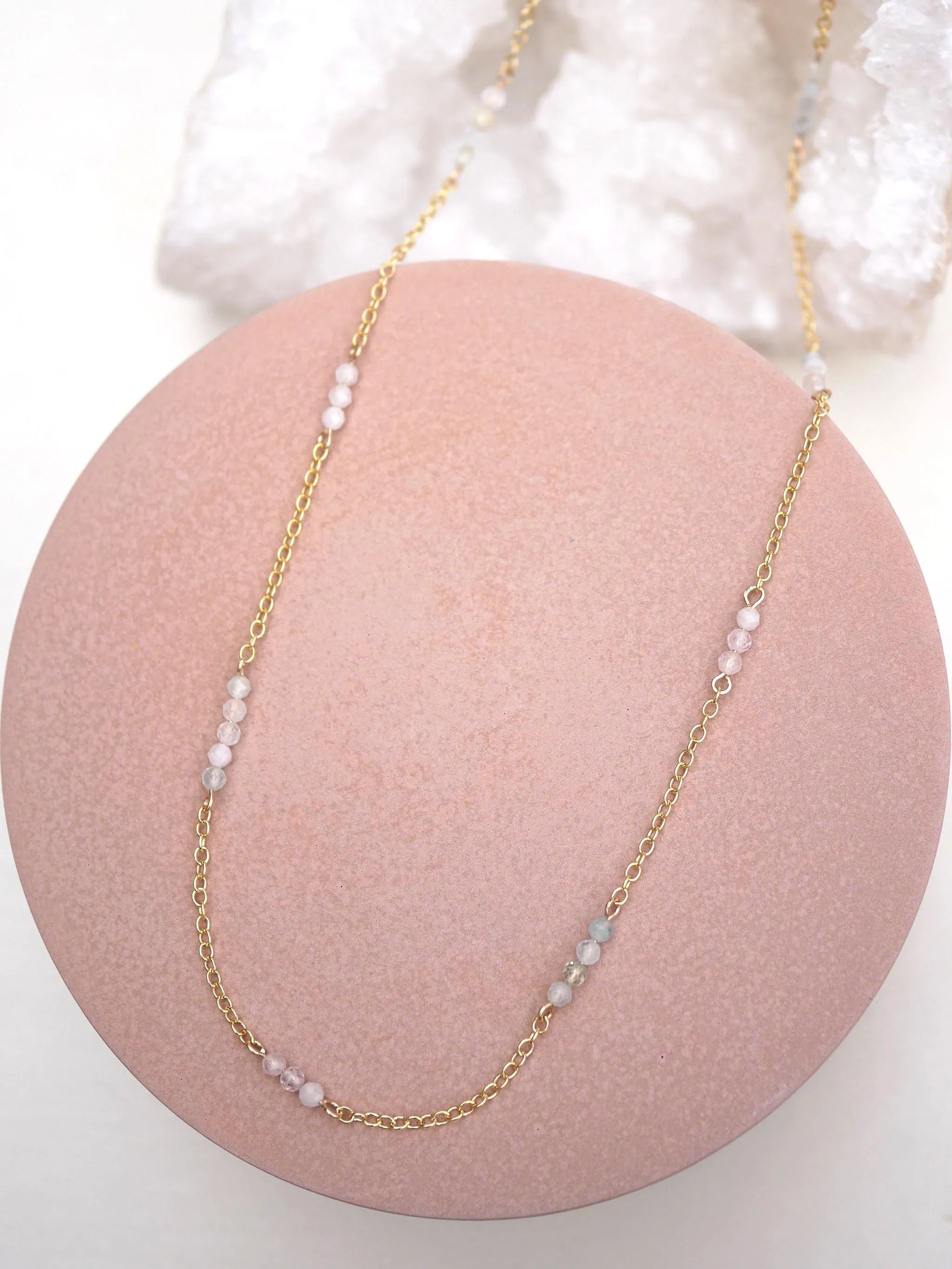 Beaded Morganite Layering Chain