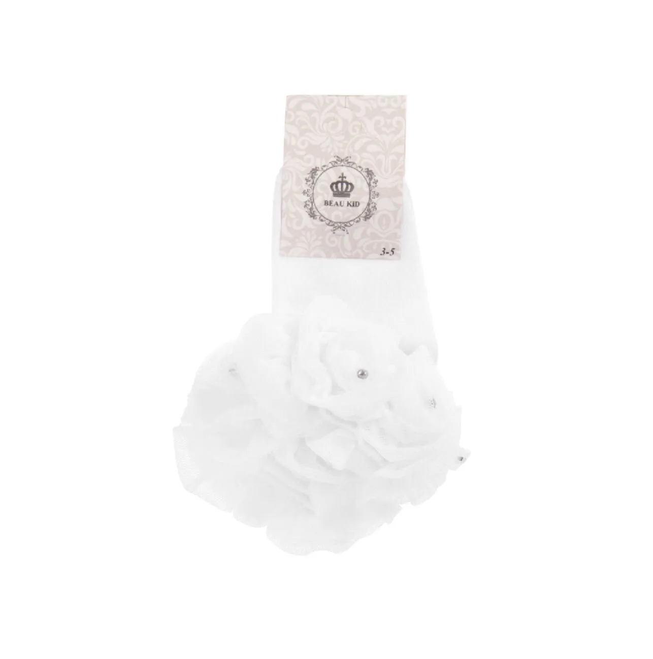 Beau Kid Rose Bud Tutu Socks With Gems Ivory