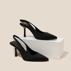 Black Pointed Toe Slingback Sandals