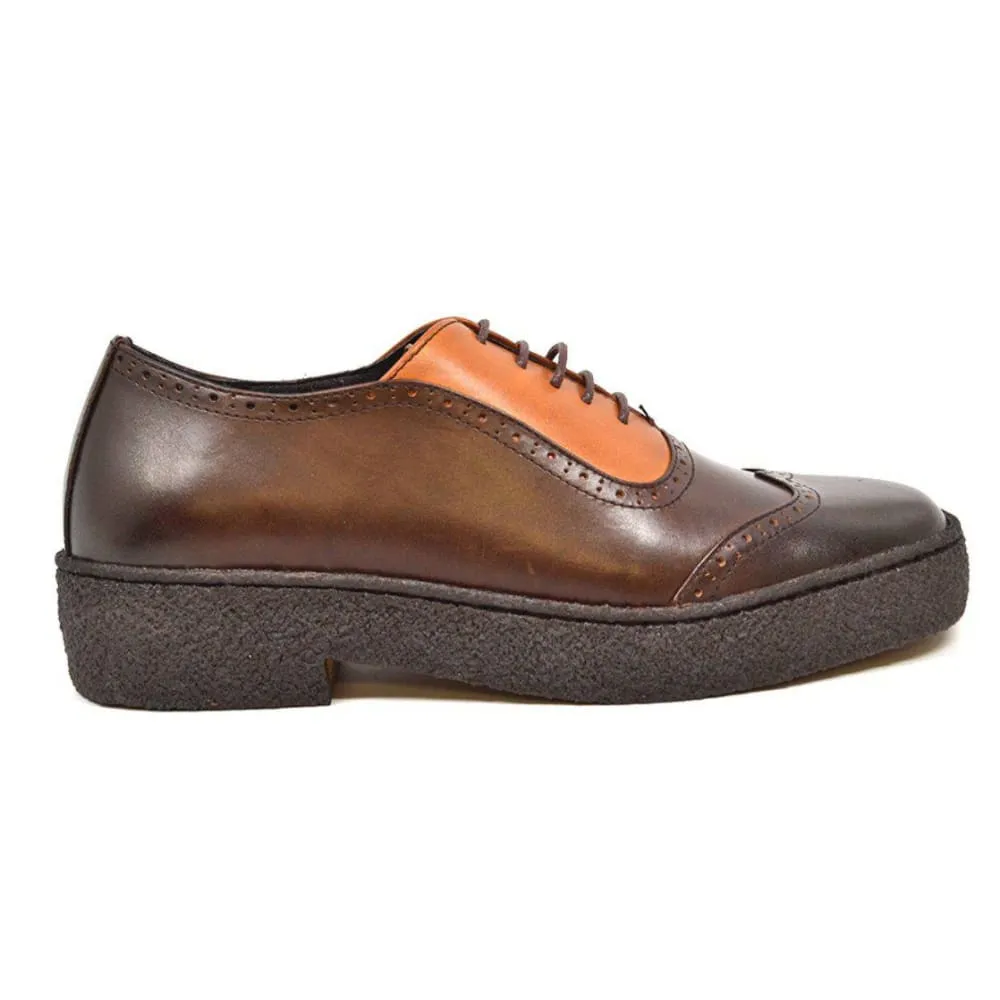 British Walkers Playboy Original Wingtips Men's Brown and Rust Leather Low Cut Oxfords Ankle Boots