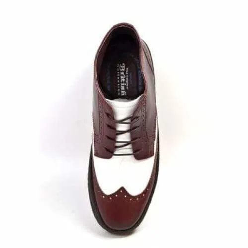 British Walkers Wingtip Two Tone Burgundy and White Leather