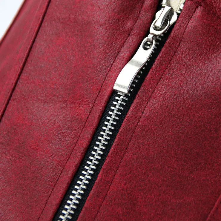 Burgundy Strappy Corset With Zip