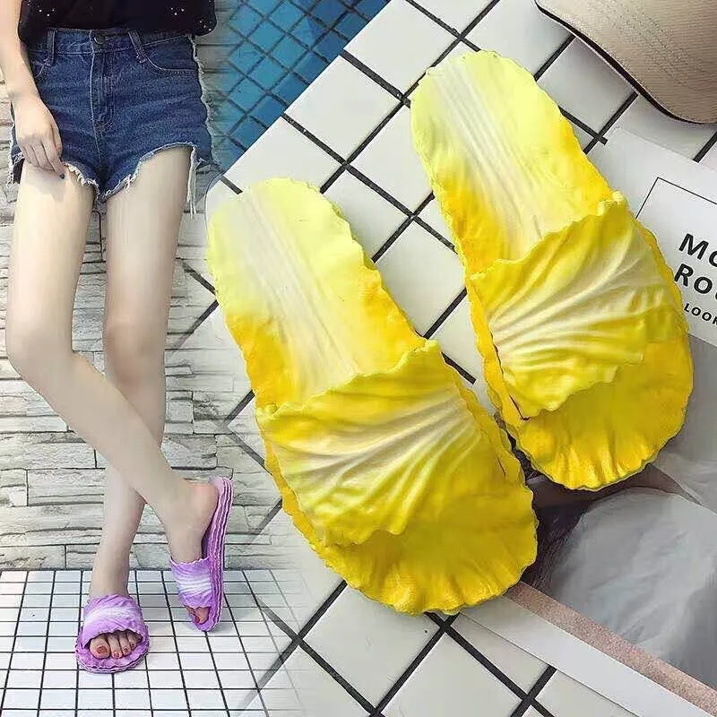 Cabbage Shape Summer Slippers: Anti-Slip Bathroom Footwear