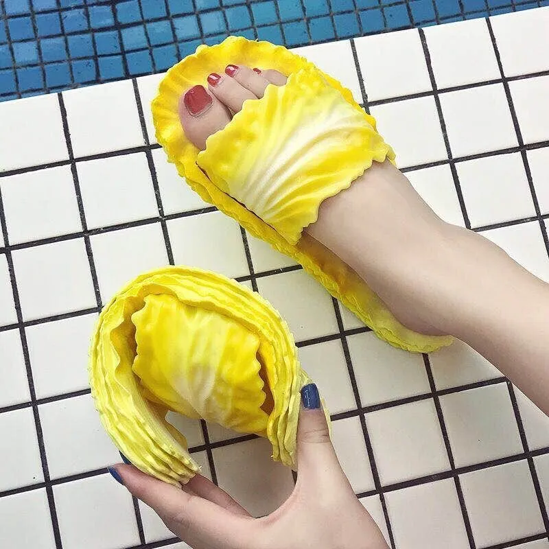 Cabbage Shape Summer Slippers: Anti-Slip Bathroom Footwear