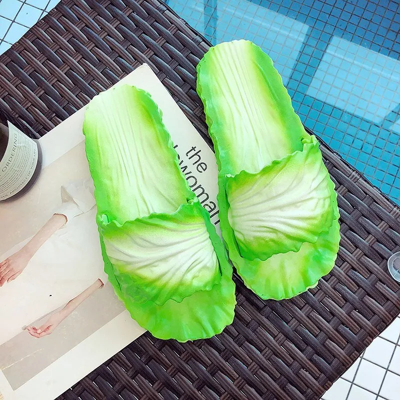 Cabbage Shape Summer Slippers: Anti-Slip Bathroom Footwear