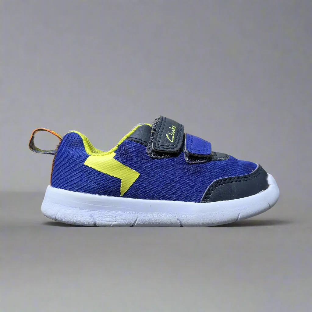Clarks Boys ATH YELL T Blue Combi Velcro Shoe (Kids F Fit) Size UK 5 / EU 21 / US 5.5