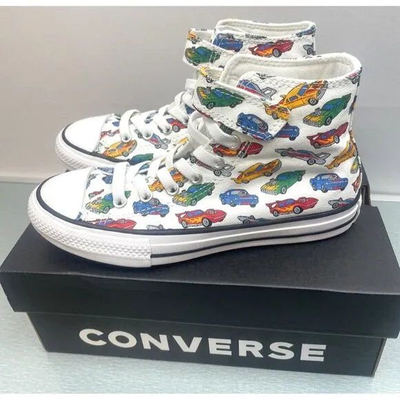 CONVERSE Youth Kid 's High Tops Chuck Taylor Easy-On Cars Size 2.5