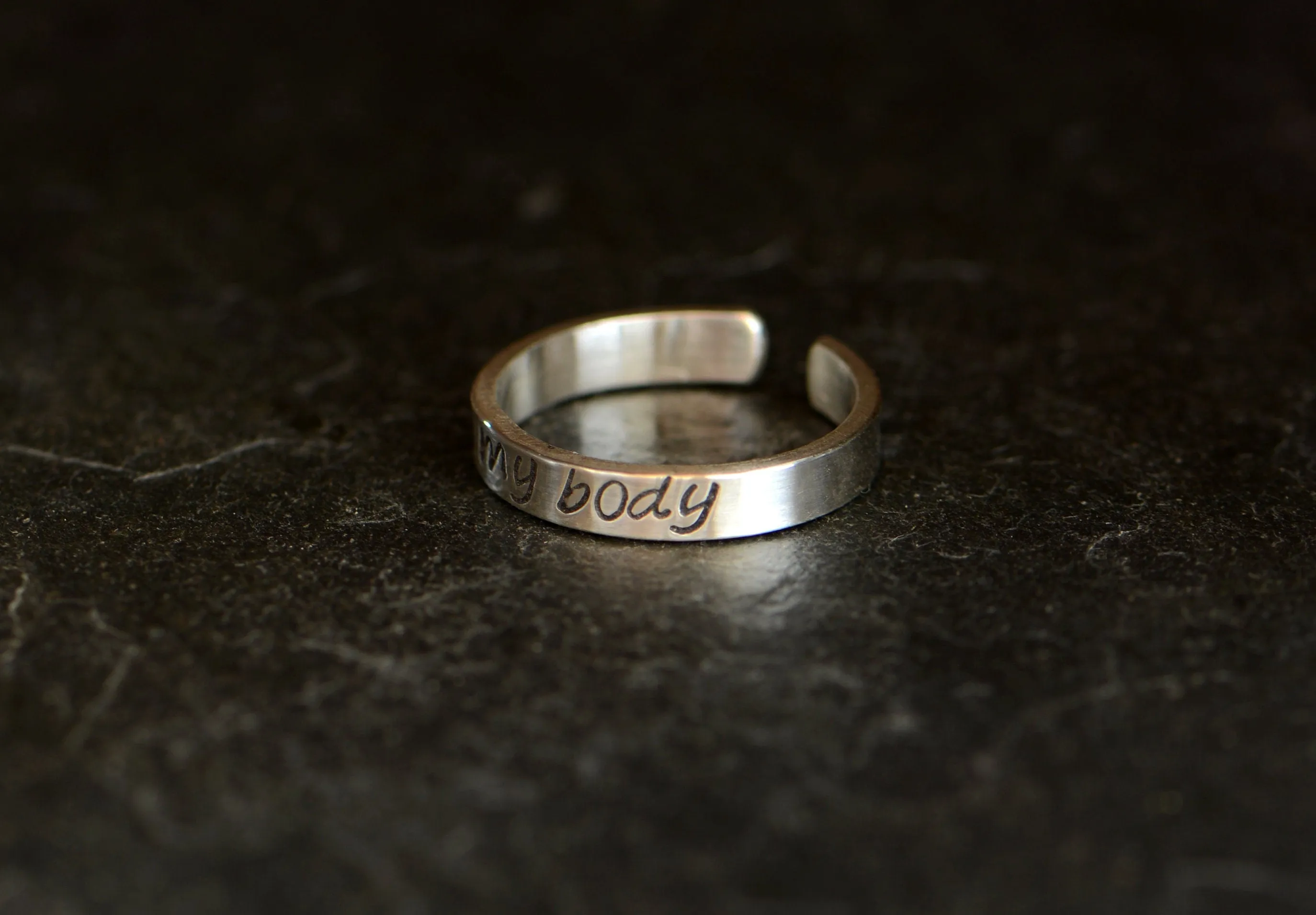 dainty sterling silver toe ring - hand stamped with my body - custom toe ring - midi ring or pinky ring