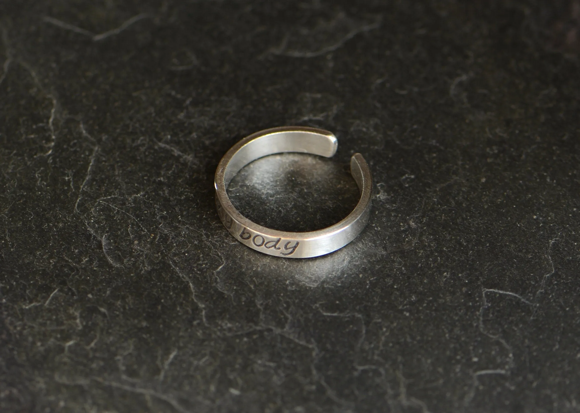 dainty sterling silver toe ring - hand stamped with my body - custom toe ring - midi ring or pinky ring