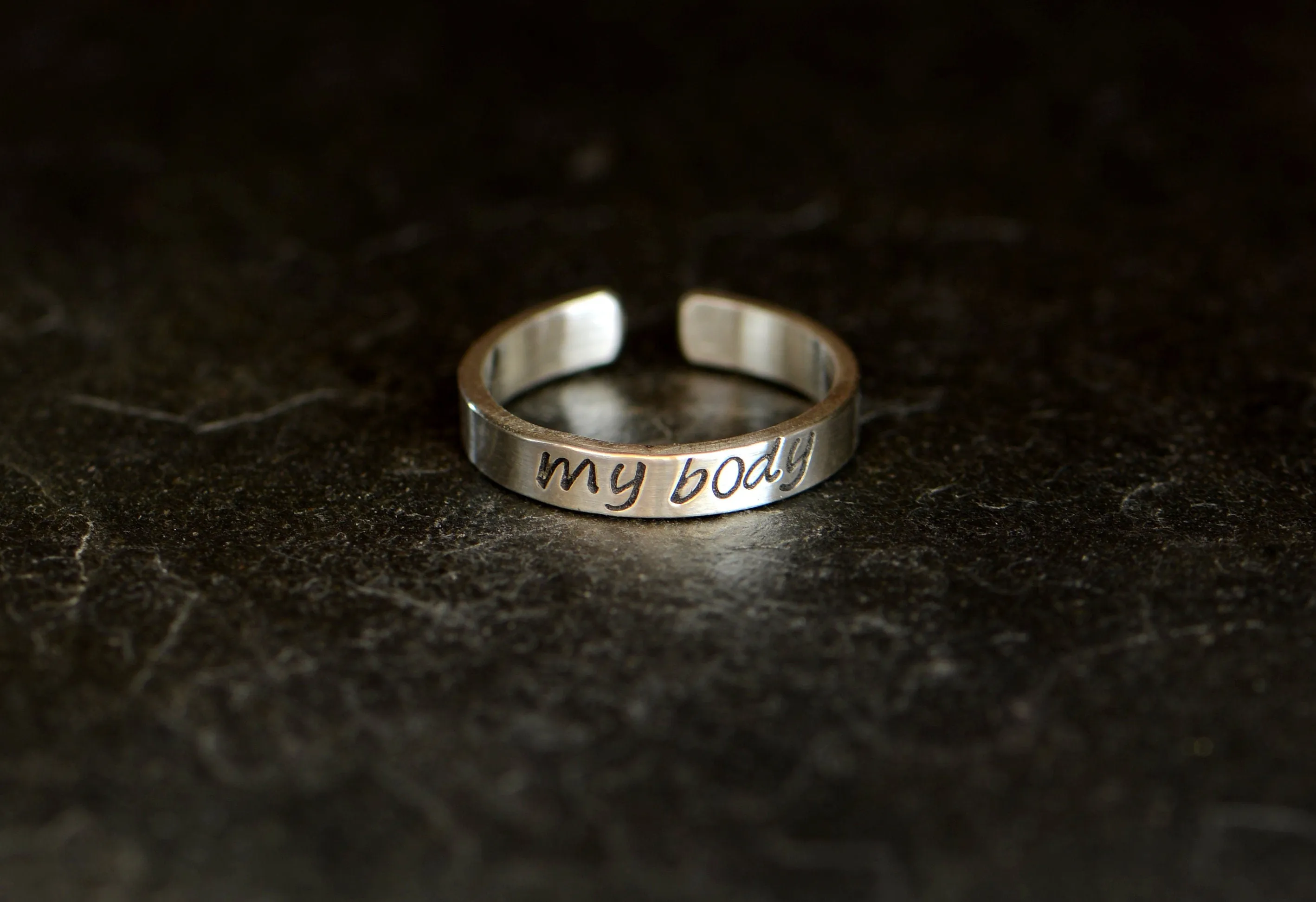 dainty sterling silver toe ring - hand stamped with my body - custom toe ring - midi ring or pinky ring