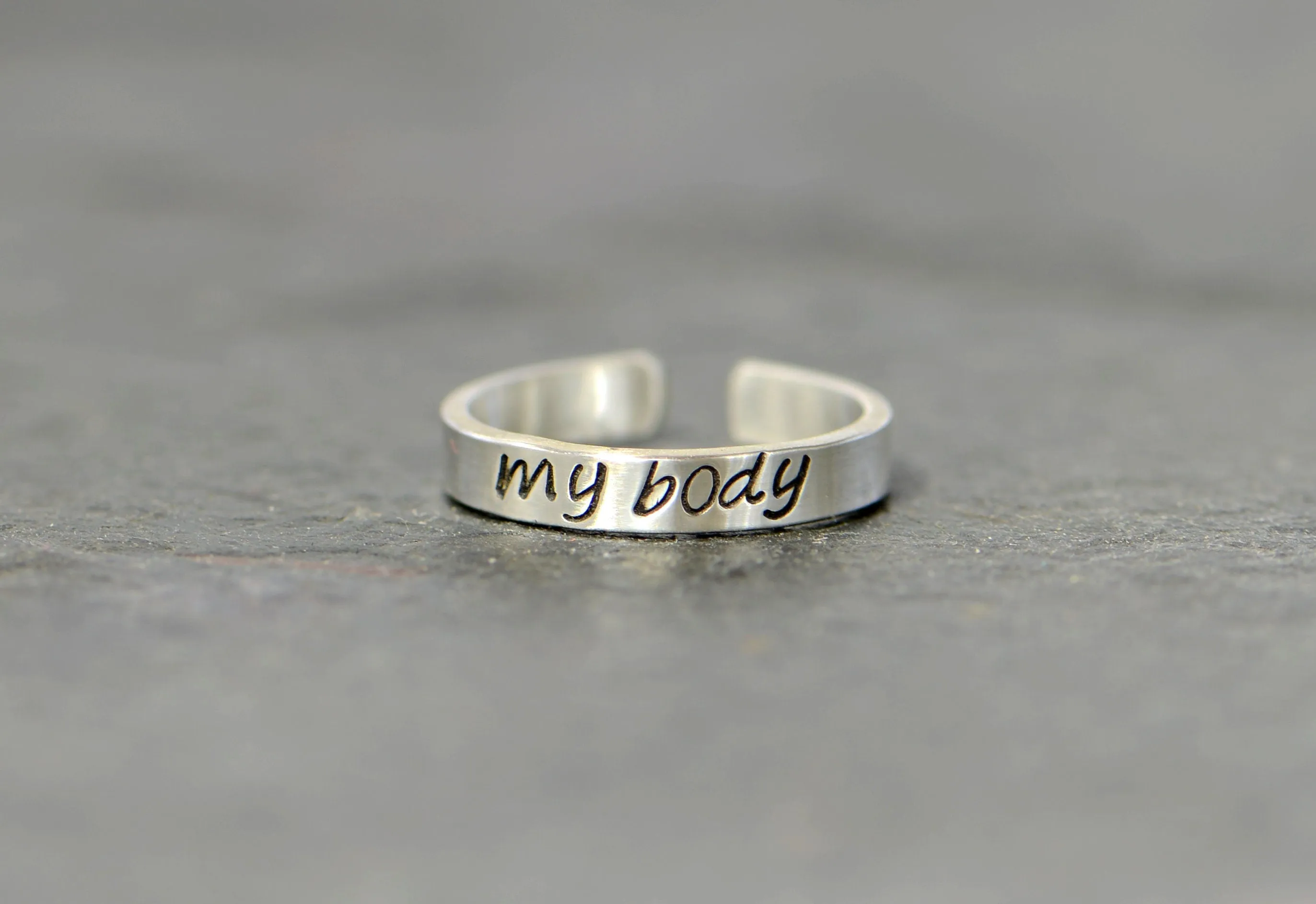 dainty sterling silver toe ring - hand stamped with my body - custom toe ring - midi ring or pinky ring