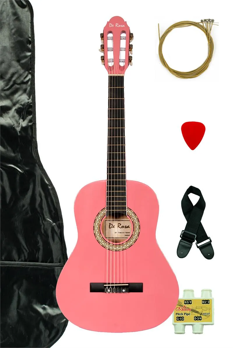 De Rosa USA 36" Acoustic Classical Guitar Complete Package