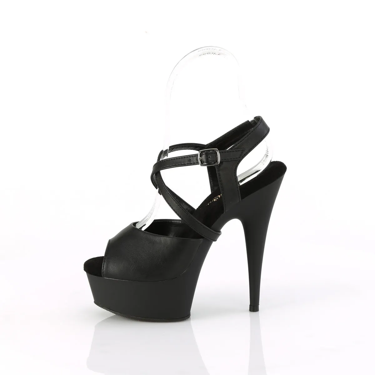 DELIGHT-624-1  Black Faux Leather/Black Matte
