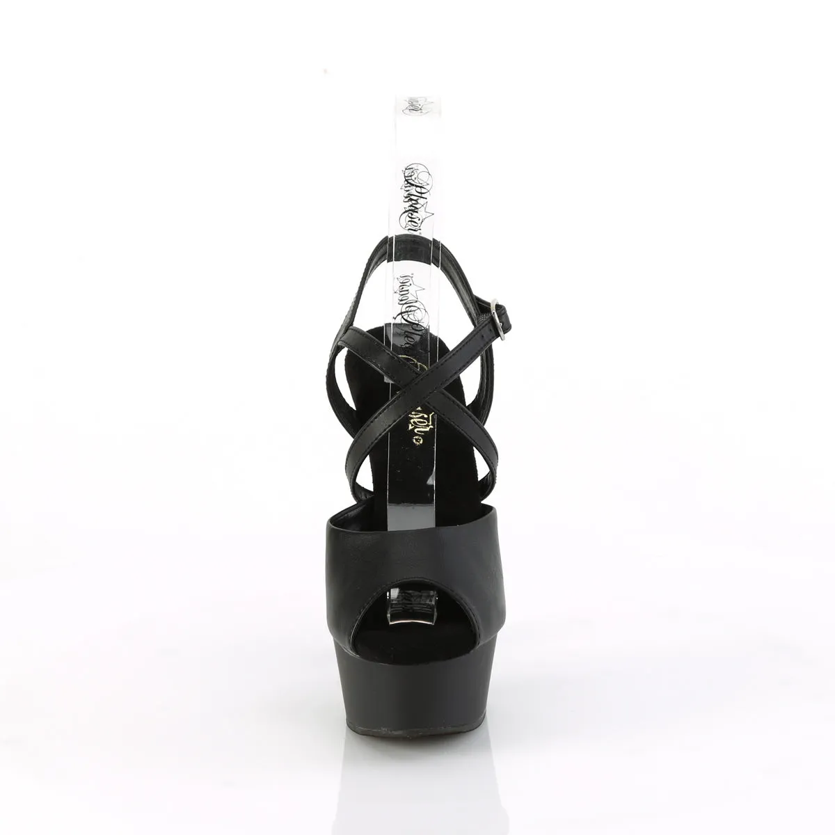 DELIGHT-624-1  Black Faux Leather/Black Matte