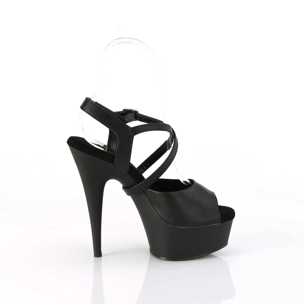 DELIGHT-624-1  Black Faux Leather/Black Matte