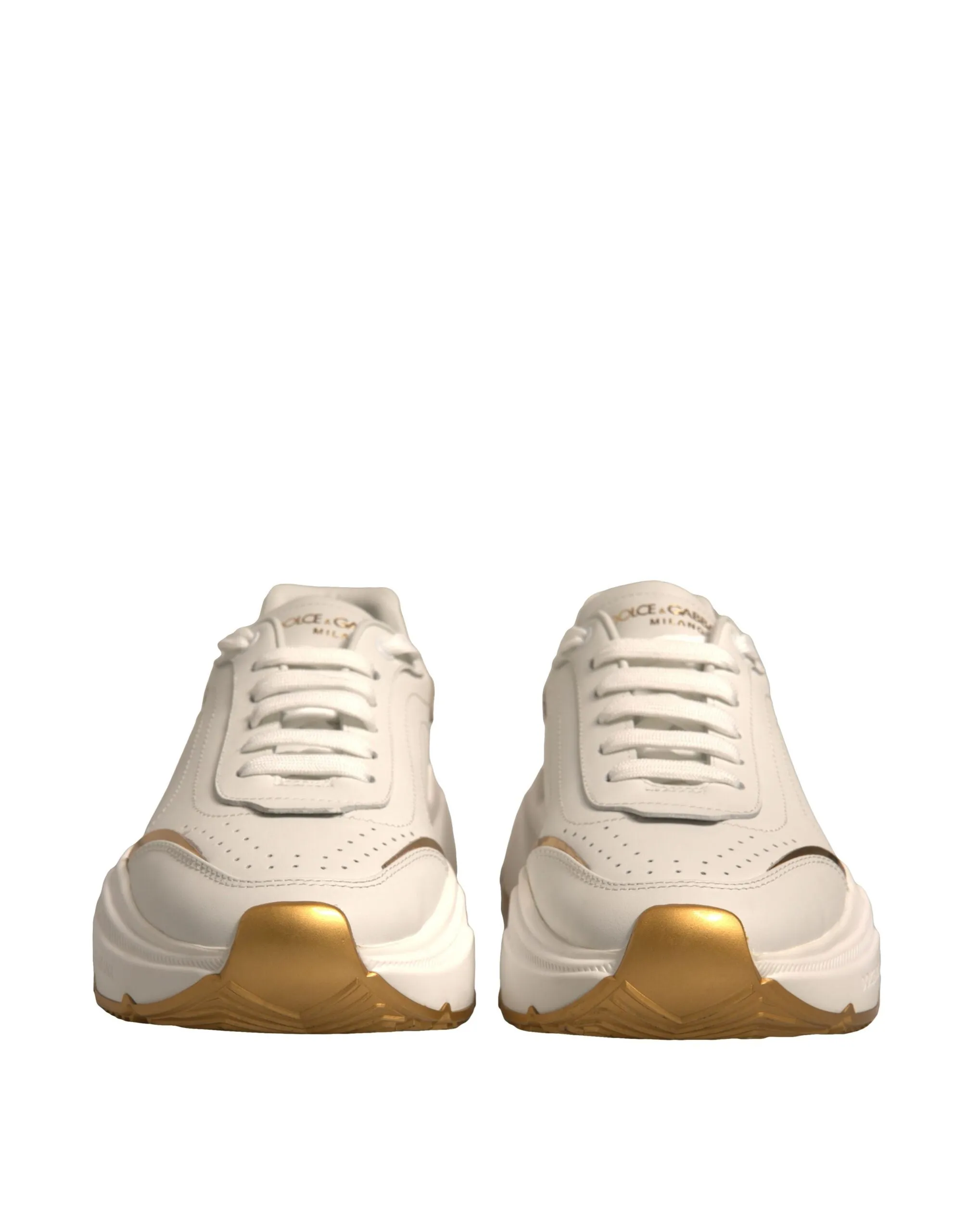 Dolce & Gabbana White Gold Daymaster Low Top Sneakers Shoes