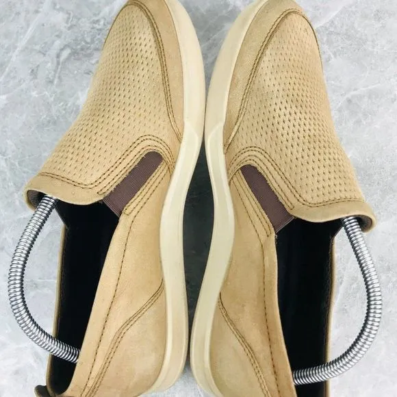 Ecco Collin 2.0 Mens‎ Size 8 Shoes Tan Leather Slip On Comfort Driving Shoes