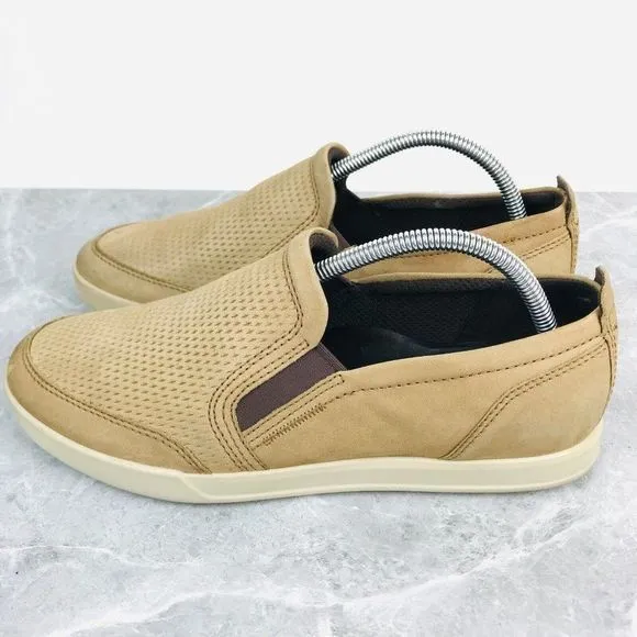 Ecco Collin 2.0 Mens‎ Size 8 Shoes Tan Leather Slip On Comfort Driving Shoes