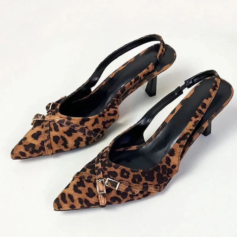 Elegant Women Thin Heels Pumps Shoes Female Slides Fashion Pointed Toe Ladies High Heels Sandals Shoes
