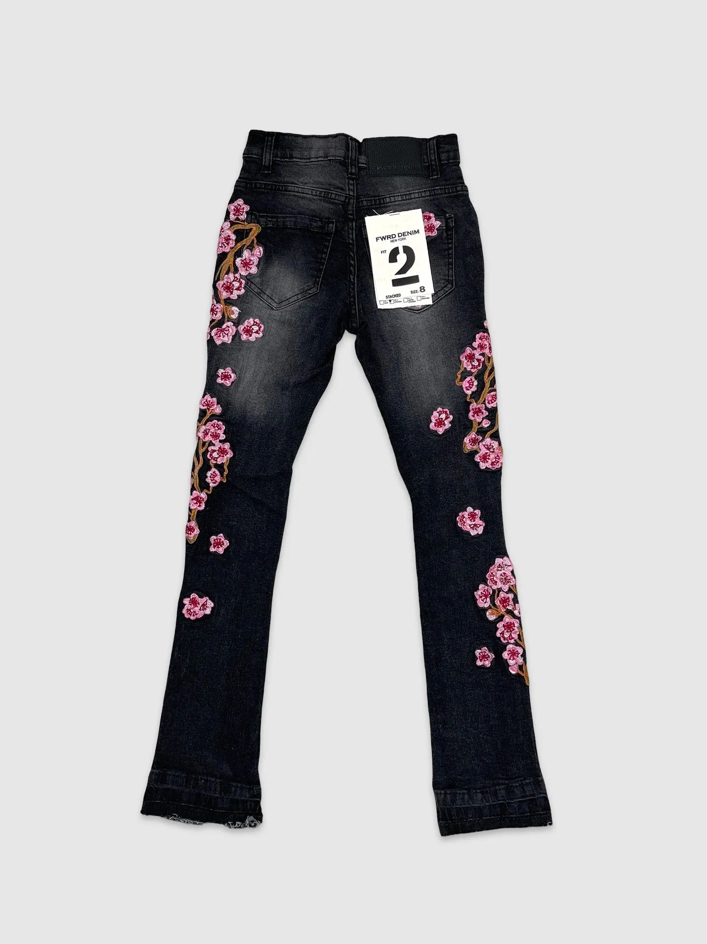 EVO-330123K-Kid's Cherry Blossom Stacked Jeans