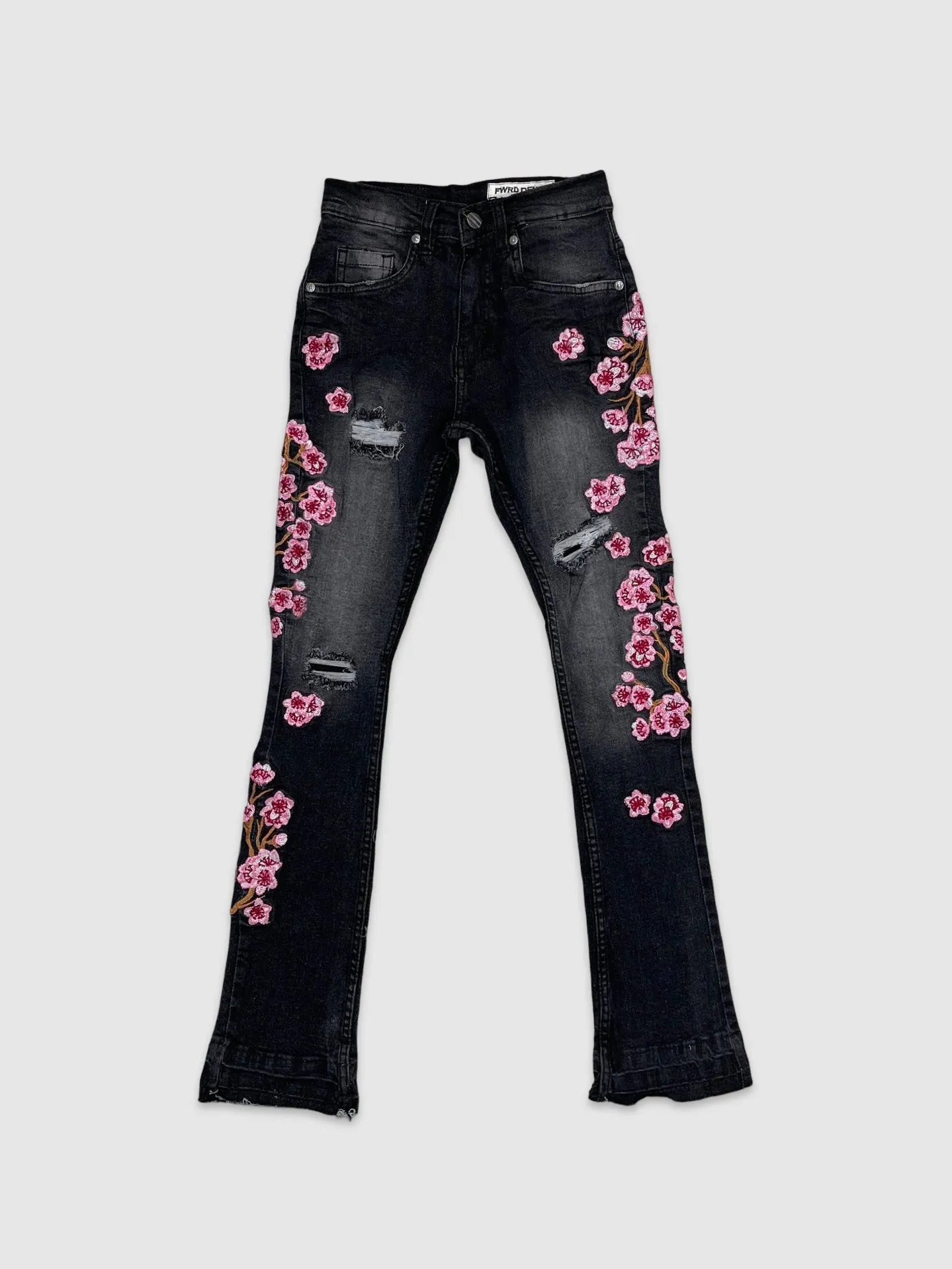 EVO-330123K-Kid's Cherry Blossom Stacked Jeans