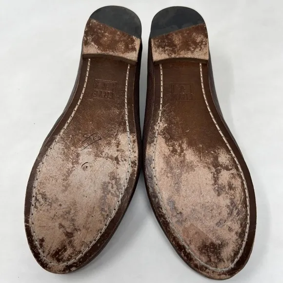 Frye Shoes Womens 7.5 M Carson Ballet Flat Slip on Brown Leather Round Toe