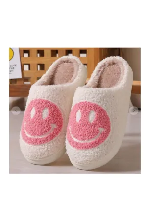 Fuzzy smiley slippers