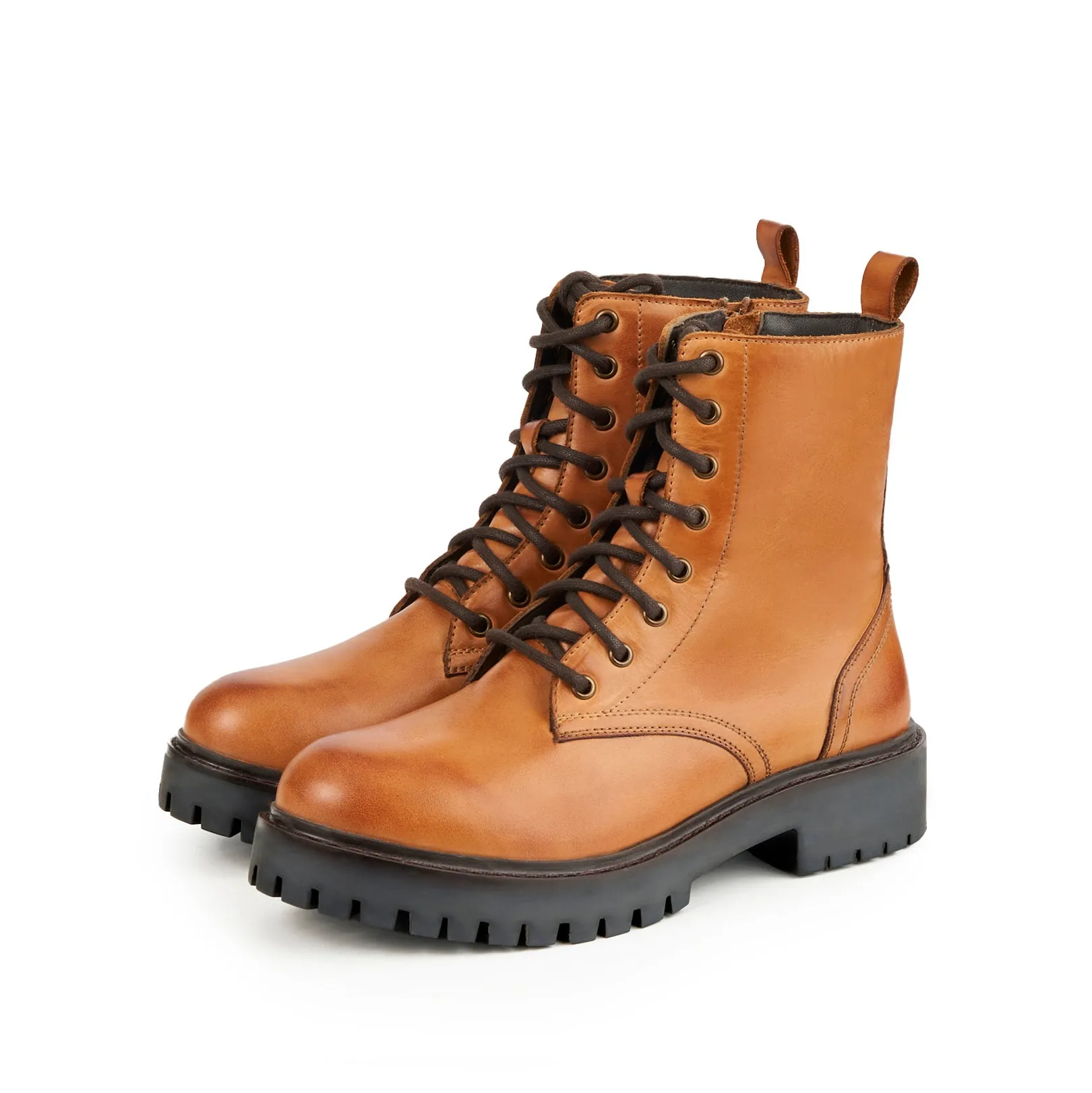 GABBY TAN LEATHER LACE UP BOOT
