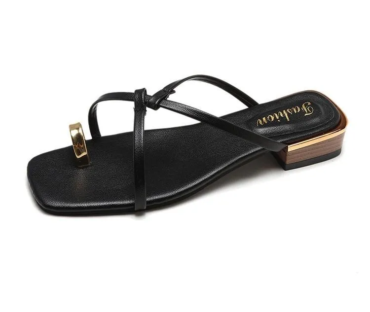 Golden Toe Slip On Sandals