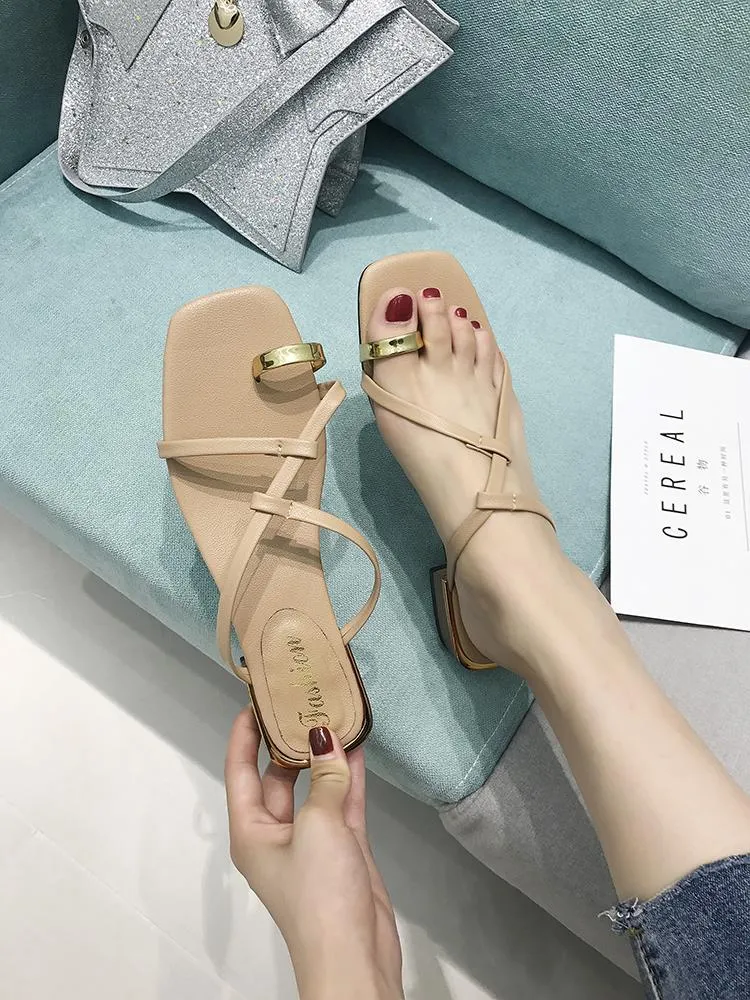 Golden Toe Slip On Sandals