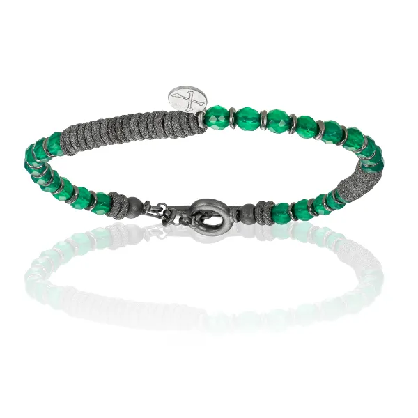 Green Malaquite Stone and Black PVD Gift Idea for him