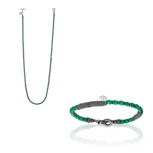 Green Malaquite Stone and Black PVD Gift Idea for him