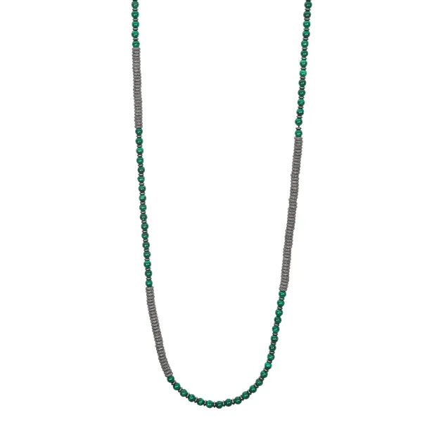 Green Malaquite Stone and Black PVD Gift Idea for him