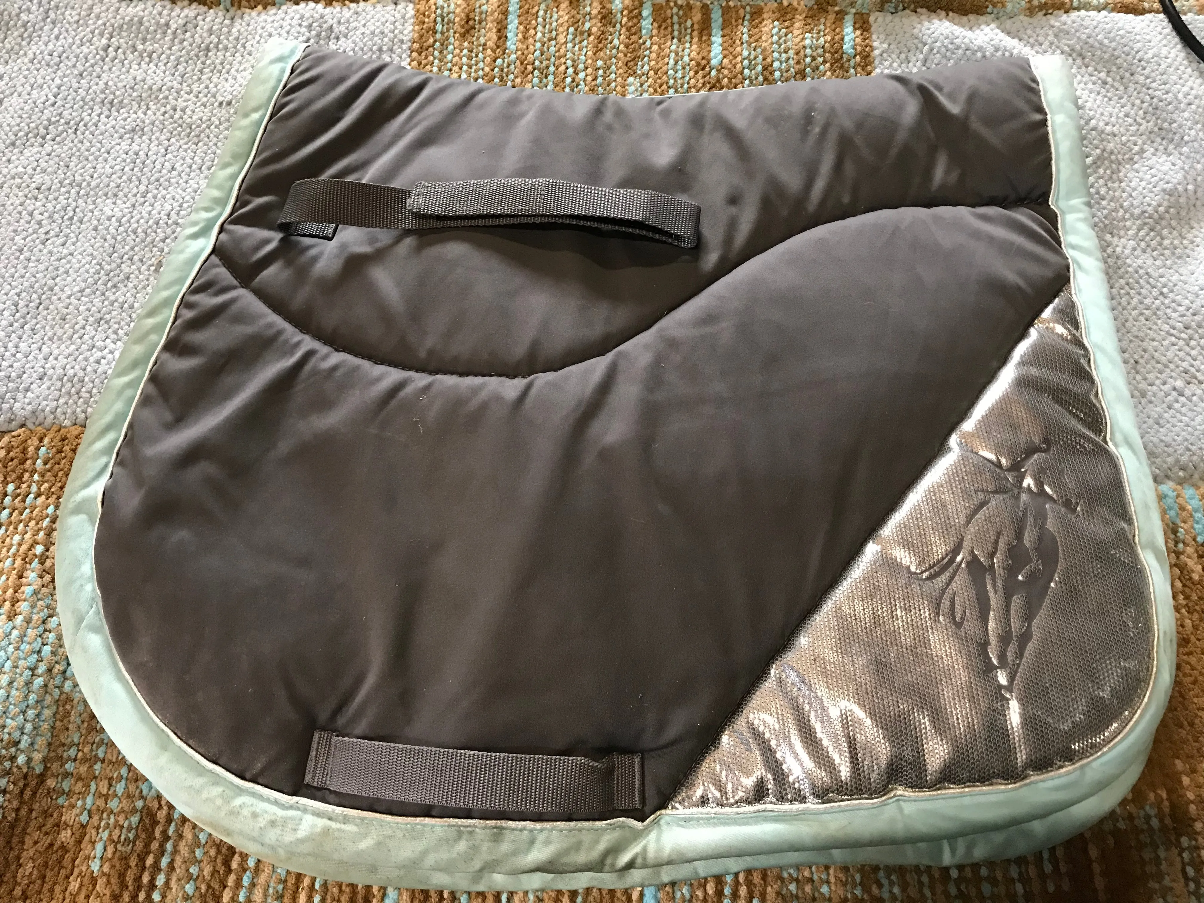 Grey and mint padded shiny saddle cloth  cob full FREE POSTAGE