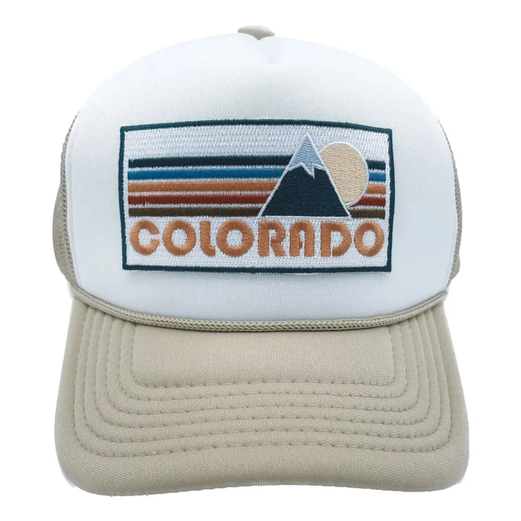 Hey Mountains - Retro Trucker Hat - Colorado Tan