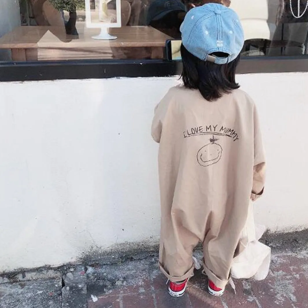 I Love My Mummy Romper Overalls (Khaki Beige)