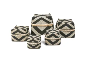 Indonesian Beaded Boxes XL- Nat/Black