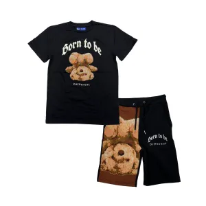 INN-SB1503SK-Kid's Born To Be Tee Shorts Set